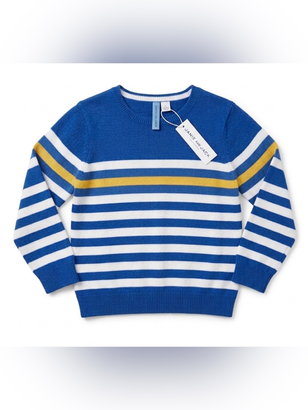 Janie and Jack | Yellow White Blue Sweater | 4T